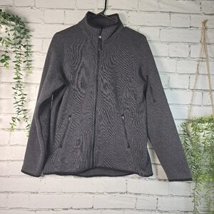 L.L. BEAN SWEATER FLEECE CHARCOL GRAY ZIP UP WOMENS MED NWT